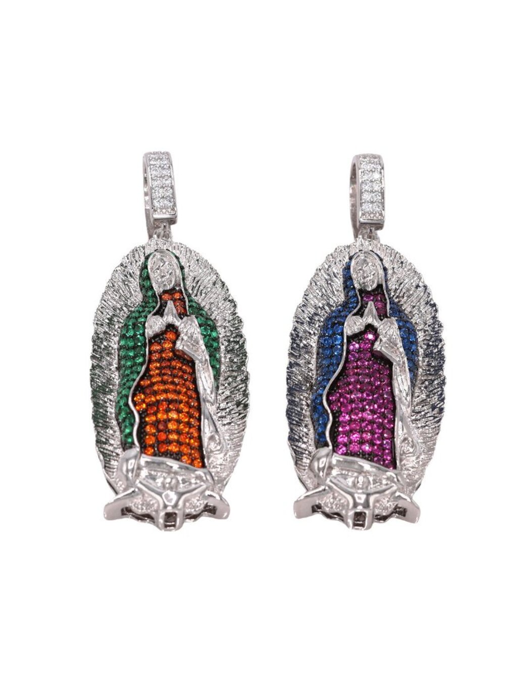 925 Sterling Silver Our Lady of Guadalupe Virgin Mary Pendant Charm
